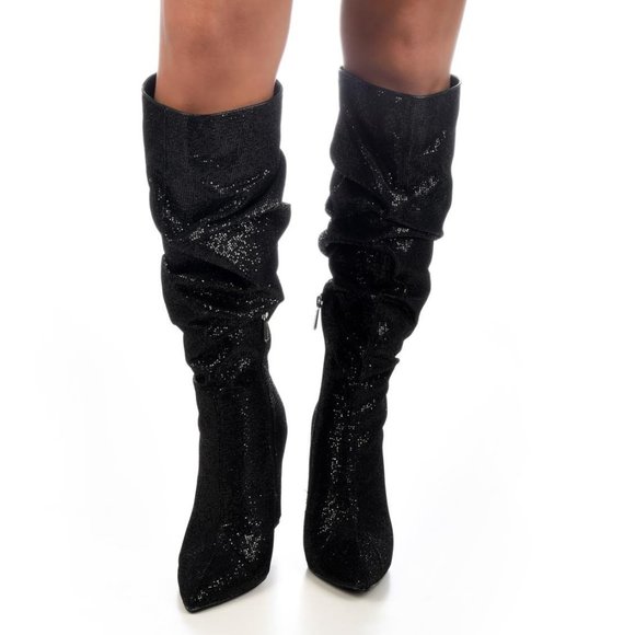 Cape Robbin Beautiful-53 Sparkly Slouchy Boots BLK - Picture 2 of 4